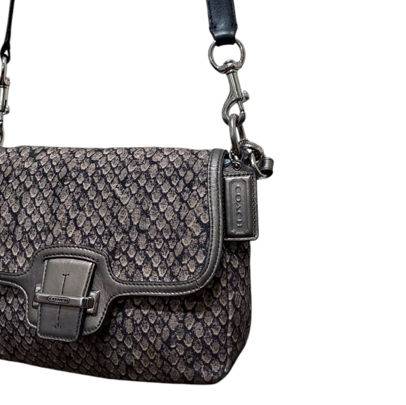 Coach Small Snakeskin Pattern Jacquard With Leather Shoulder Bag F26036 - Picture 8 of 11